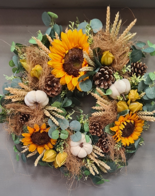 ARTIFICIAL SUNLIT HARVEST WREATH