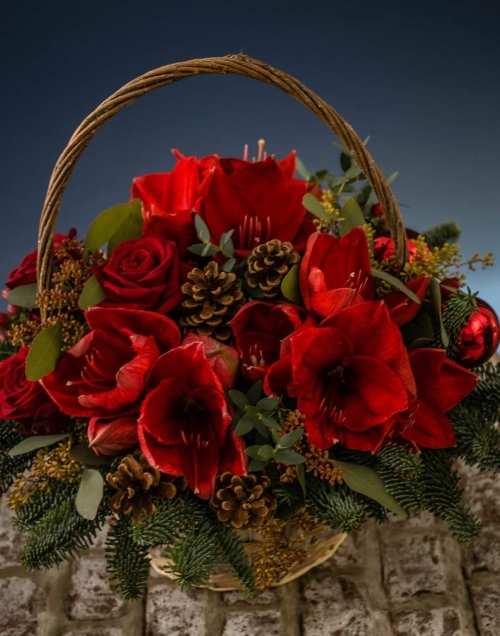 Festive Christmas Basket Arrangement