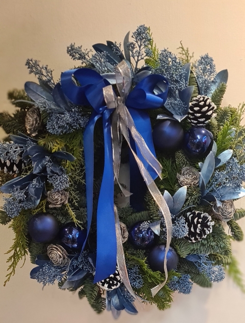 Winter Blues Christmas Door Wreath