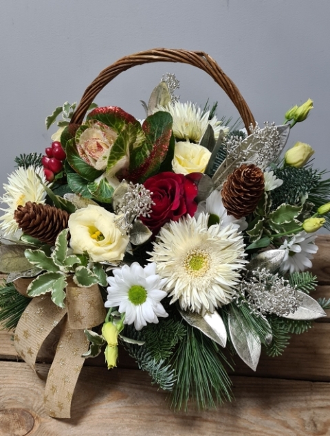 Elegant Christmas Basket Arrangement