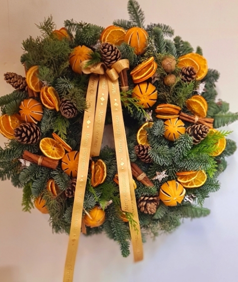 Golden Harvest Christmas Door Wreath