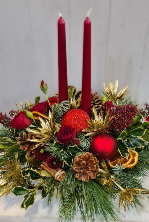 Rustic Holiday Candle Arrangement